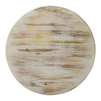 Alina Coffee Table Handcrafted Mango Wood Floral Carved Cut Out Design Distressed White Finish 33 Inch