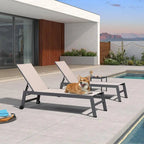 PURPLE LEAF Patio Chaise Lounge Set for 2 Outdoor Chaise Lounger Chair with Aluminum Frame