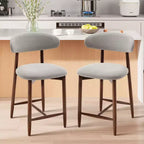Ora Maison Set of 2/4/6 Counter Height Upholstered Bar Stool with Fabric & Walnut Finish