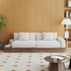 JASIWAY Modern Solid Wood Upholstered Cotton Linen Sofa