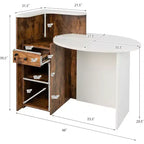Costway Front Reception Counter Desk Checkout Office Desk with Open Shelf & Lockable Drawer White/Brown/Black