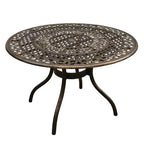 5pc Patio Dining Set, 48 Traditional Mesh Lattice Aluminum Round Table, UV-Resistant Bronze Finish - Oakland Living: Outdoor Seating for Four