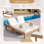 Polibi Double Outdoor Lounge Chair with 5-Position Adjustable Backrest