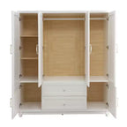 White Wood 61.42 in. Armoire with 2 Drawers, Hanging Rod and Shelves