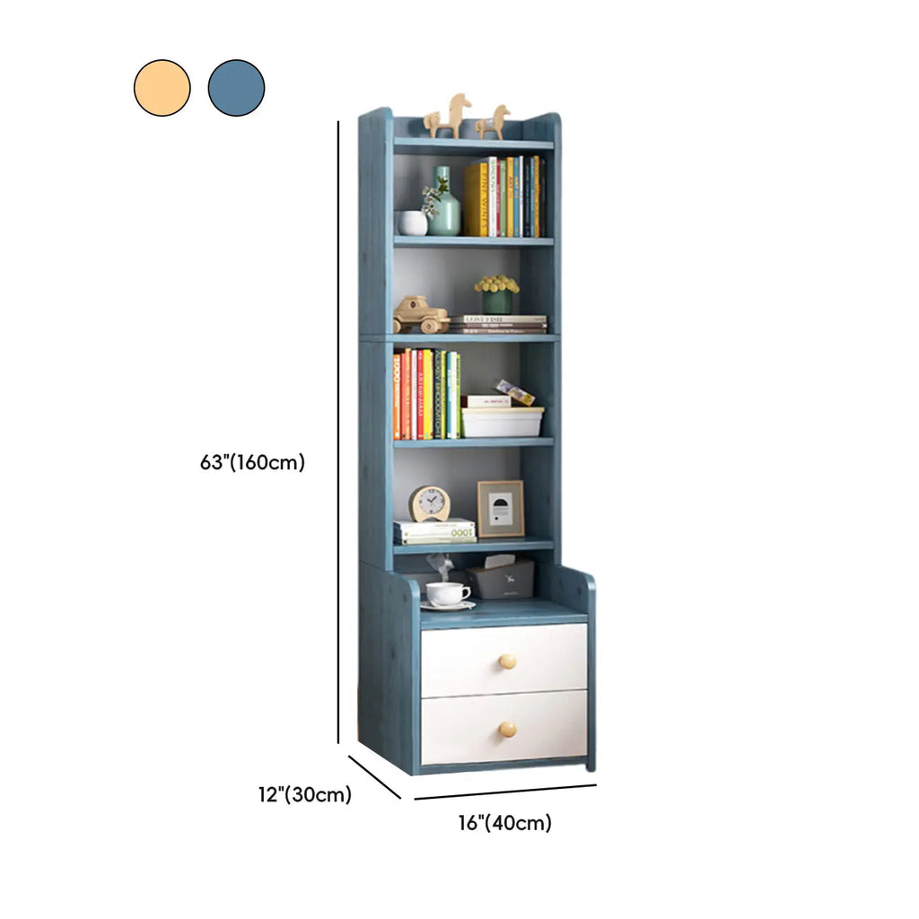 Modern Tall Wood Spacious Shelves 2-Drawer Nightstand