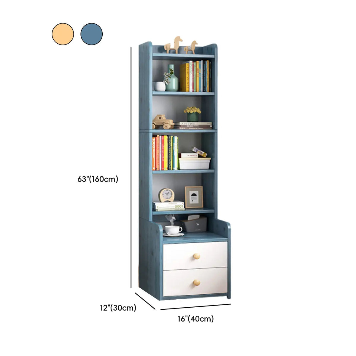 Modern Tall Wood Spacious Shelves 2-Drawer Nightstand