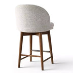 Set of 2 Modern Swivel Counter Stools with Upholstered Seat, 360 Rotating Kitchen Island or Home Bar Chairs with Solid Wood Legs-Panipeachy