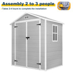 6 ft x 4 ft/6 ft x 8 ft/8 ft x 6 ft/8 ft x 10 ft All-Weather Resin Outdoor Plastic Storage Shed w/Floor, Spire Tool Shed
