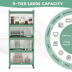 Costway 5-Tier Kitchen Bakers Rack Storage Cabinet Mobile Microwave Stand Flip-up Doors White/Black/Grey/Green