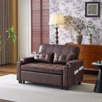 Upholstered Cats Claw Leather Convertible Reclining Sleeper Sofa Bed With Cushions For Small Spaces