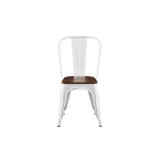 Wooden Seat Industrial Metal Stackable Dining Chair Set
