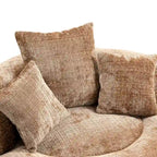 Oversized Round Accent Chair with High Wraparound Back, Chenille Upholstery & 3 Cushions