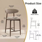 Ora Maison Set of 2/4/6 Counter Height Upholstered Bar Stool with Fabric & Walnut Finish