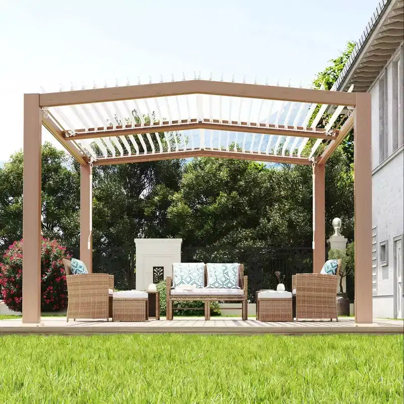 11x13 Outdoor Pergolas with Adjustable Louvered Roof, Reinforced Aluminum Frame, Outdoor Gazebo for Deck Patio Backyard Garden