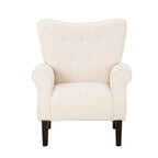 Erommy Modern Accent Chair, High Back Armchair, Upholstered Fabric Button Single Sofa with Wooden Legs for Living Room