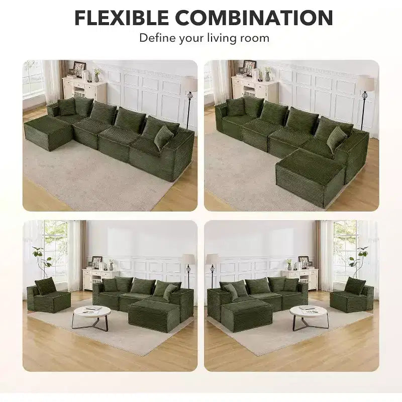 107/ 137 Modular Sectional Cloud Couch,Deep Seat Boneless Couch,Convertible Comfy Floor Sofas with Ottomans and Memory Foam