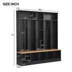 CLIHOME Wide Design Hall Tree with Storage Bench, Minimalist Shoe Cabinet with Cube Storage & Shelves