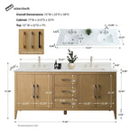 Vanity Art 72 Double Sink Bathroom Vanity Cabinet with Engineered Marble Top