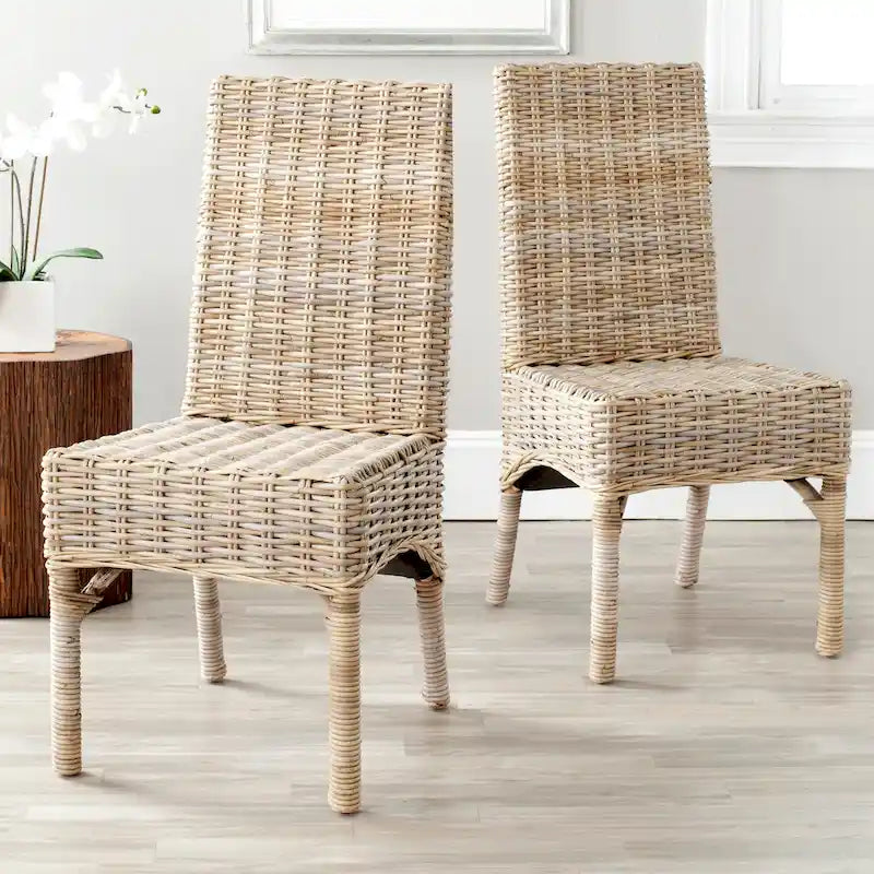 SAFAVIEH Karyl Unfinished Natural Wicker Dining Chair (Set of 2) - 18.5 x 18.5 x 38.1 - 19Wx19Dx38H