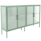 Metal Tempered Glass Cabinet with Adjustable Shelf