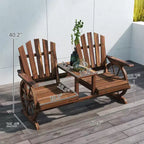 GDFStudio Sydel Wagon Wheel Patio Bench with Center Table and Storage Compartment