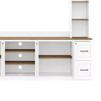 ModernLuxe 4-in-1 Farmhouse Entertainment Center Wall Unit, Fits TVs Up to 70, TV Stand Media Console w/ Adjustable Shelves & Drawers