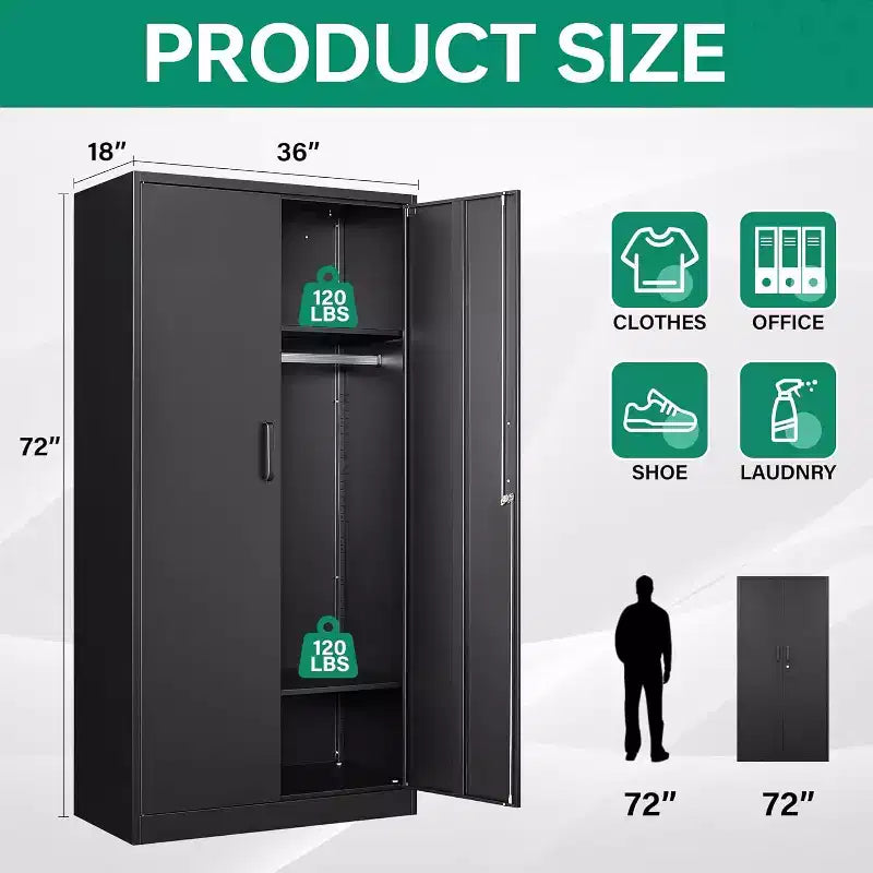 BALHAM TRADE-Heavy Duty Metal Wardrobe Cabinets with Lock Secure Storage for Home Gym School Office