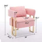 Set of 2 Modern Upholstered Accent Chairs with Gold Metal Legs for Living Room, Bedroom, or Office