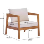 ModernLuxe 4/5-Piece Acacia Wood Patio Furniture Sofa Set, Outdoor Conversation Set with Coffee Table for Porch/Garden/Balcony