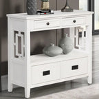 Console Table with 4 Drawers and Storage Shelf