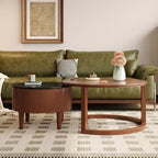 Modern Nesting Coffee Table with Drawer, Round Center Table with storage for Living Room