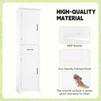 Freestanding Bathroom Cabinet with 2 Doors, Adjustable Shelves & Door Storage ,Tall Bathroom Organizer