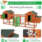 AECOJOY 144 Large Chicken Coop w/ Run Wooden Hutch Poultry Cage House
