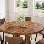 47 Inch Round Dining Table for 4, Wood Kitchen Dinner Table for Kitchen Dining Living Room - N/A
