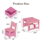 4-in-1 Activity Table Set with Detachable Tabletop, Table Set with Drawers and Bookshelf, Multifunctional Toddler Furniture for Drawing, Reading