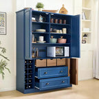 Whisen 71 Tall Freestanding Kitchen Pantry, Large Dining Storage Cabinet Cupboard Sideboards With 4 Foldable Doors, Shelves, Wine Racks