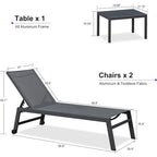 PURPLE LEAF Patio Chaise Lounge Set for 2 Outdoor Chaise Lounger Chair with Aluminum Frame