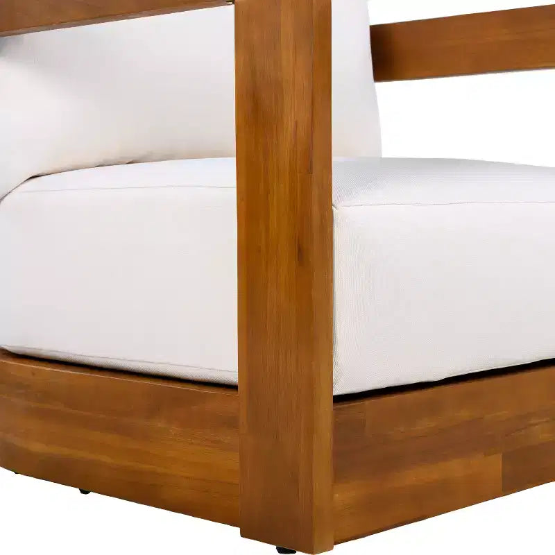 Set of 2 Premium Acacia Wood Outdoor Club Chairs with Curved Tub Design, Water-Resistant Cushions