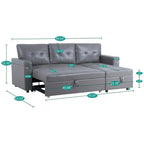 Convertible Reversible Sectional Sofa with Pull-Out Sleeper Bed, Hidden Storage Chaise, and Durable Legs