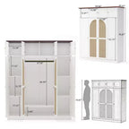70.87Tall 8-Door Large Capacity Armoire Wardrobe Closet with Hanging Rod, Adjustable Shelves and Rattan Decorative Doors