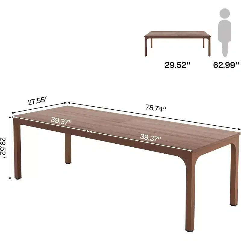 Long Kitchen Table for 6-8 People Rectangular Dining Table