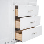 White Full Size Modern Murphy Bed with Drawers, Lockers, and Wardrobes