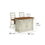 Homestyles Monarch 3-Piece Off-White Wood Kitchen Island Set with Drop Leaf Wood Top - 48 x 25 x 36