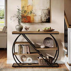 Lantine 41.3 Console Table, 5-Tier Industrial Entryway Table with Storage Shelves and Arched Metal Frame, Wood Hallway Table for Foyer