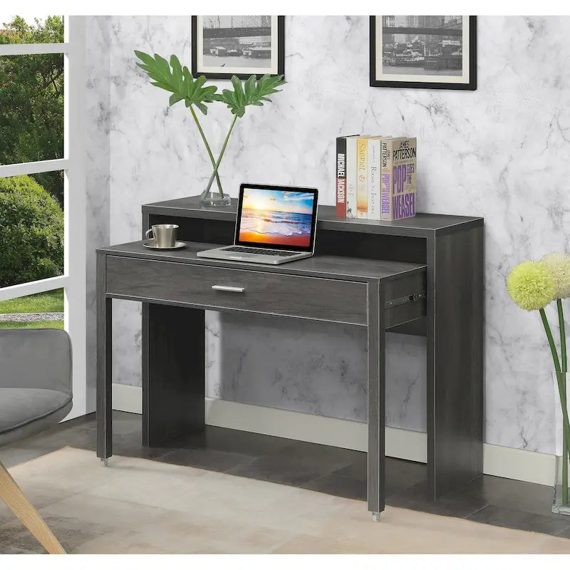 Convenience Concepts Newport JB Console/Sliding Desk with Drawer and Riser