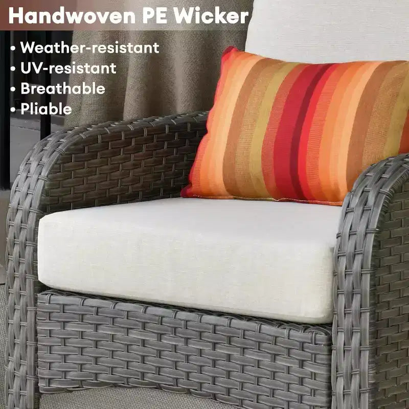 HOMLUX Set of 2 Patio Wicker Chairs Set Outdoor All Weather High Back Rattan Chairs