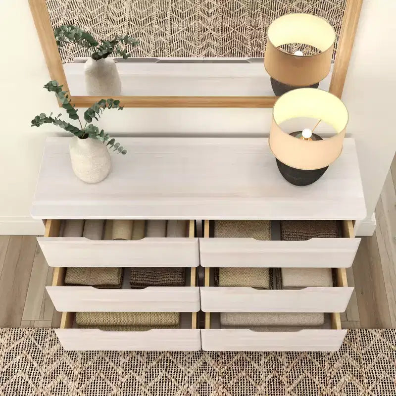 Solid Wood Farmhouse 6 Drawer Dresser