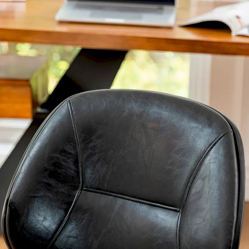 Glitzhome Leatherette Adjustable Swivel Desk Office Chair with Armrest Ergonomic Design