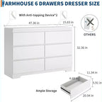 6-Drawer Dresser, Simply Modern Chest of Drawers for Bedroom, White
