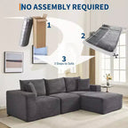 108 Modern Sofa Couch, 3 Seater Upholstered L Shaped Sofa with Pillows, Deep Seat Sofa, No Assembly Required